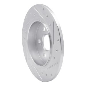 Toyota Corolla Brake Rotor (1) - Rear Left - R1 Concepts - Drilled & Slotted - Silver - `09-`15